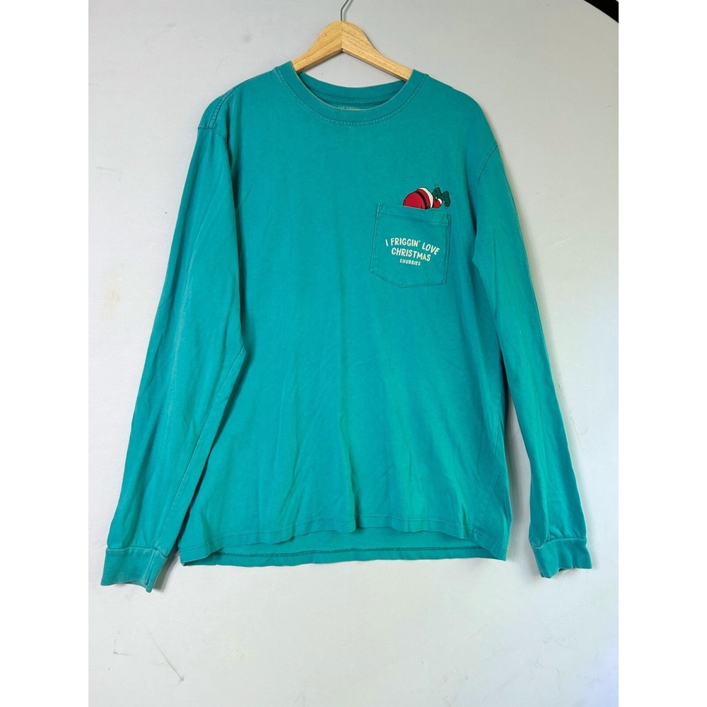 Chubbies‎ Long Sleeve Tshirt Green I Friggin Love Christmas Large